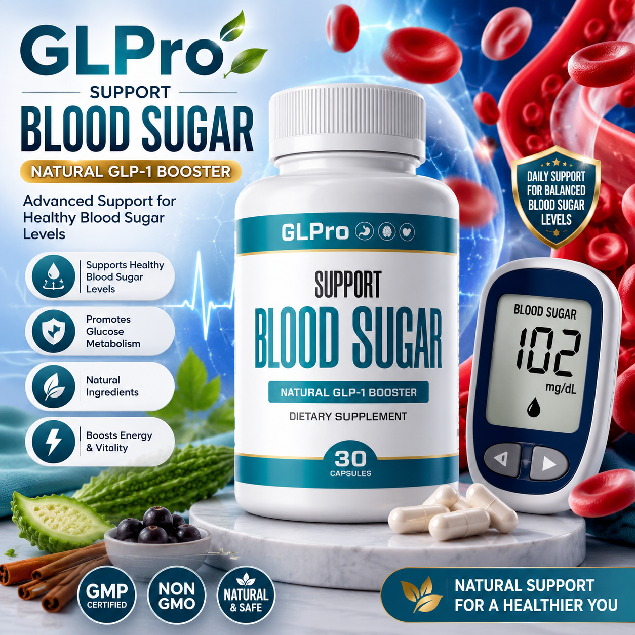 GL Pro Natural GLP-1 Booster supplement bottle